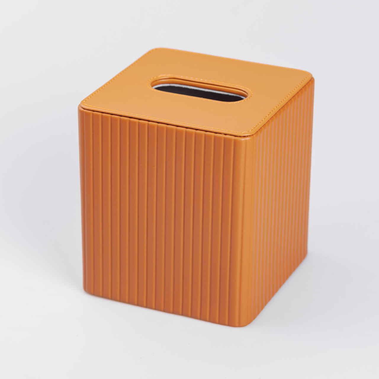 Серветниця з екошкіри квадратна 13х13х14.5 см органайзер для серветок на стіл, Коричневий