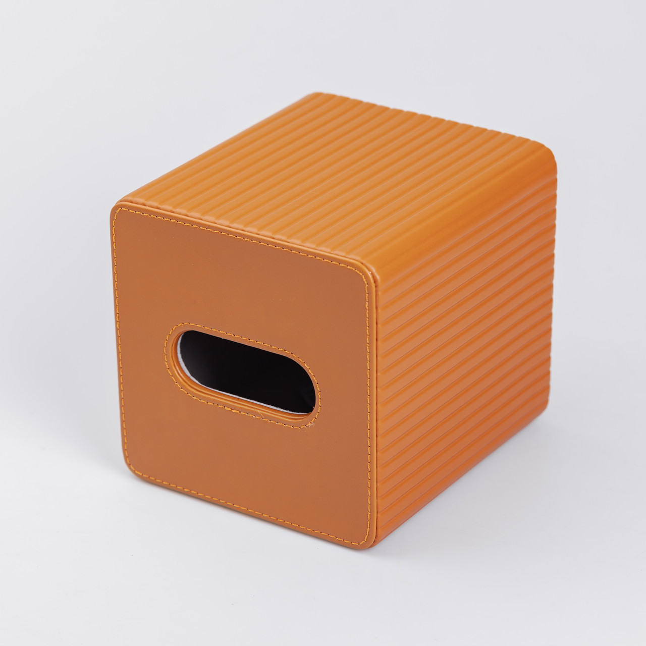 Серветниця з екошкіри квадратна 13х13х14.5 см органайзер для серветок на стіл, Коричневий