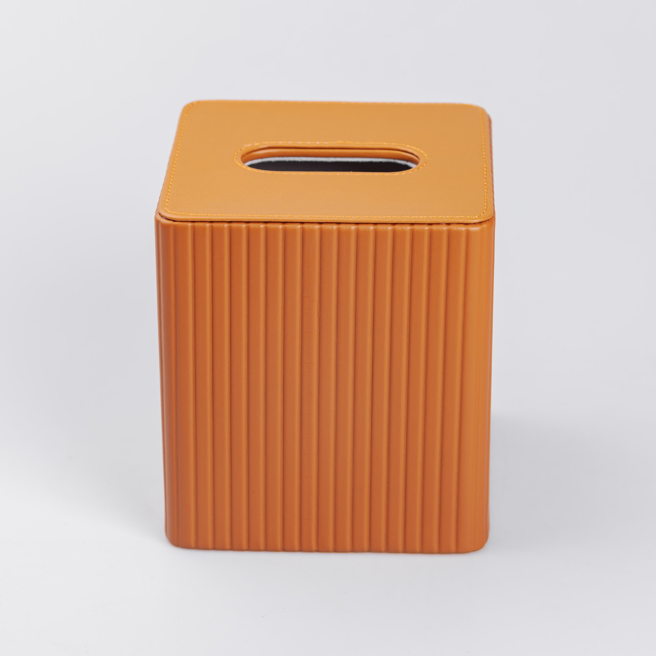 Серветниця з екошкіри квадратна 13х13х14.5 см органайзер для серветок на стіл, Коричневий