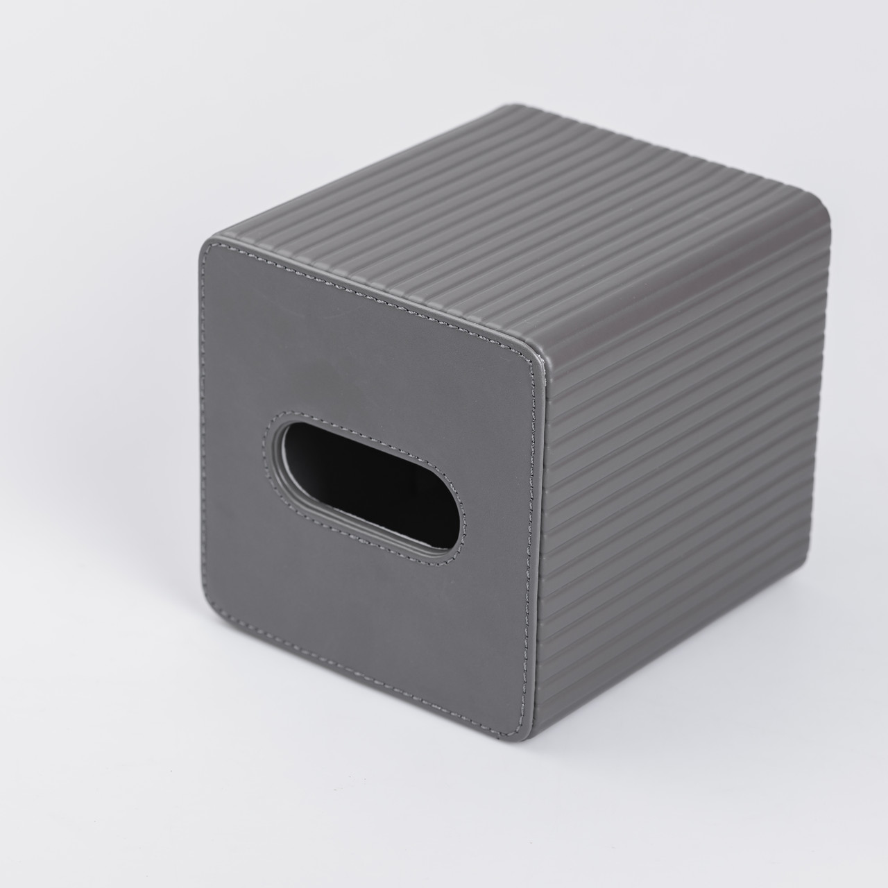 Серветниця з екошкіри квадратна 13х13х14.5 см органайзер для серветок на стіл, Сірий