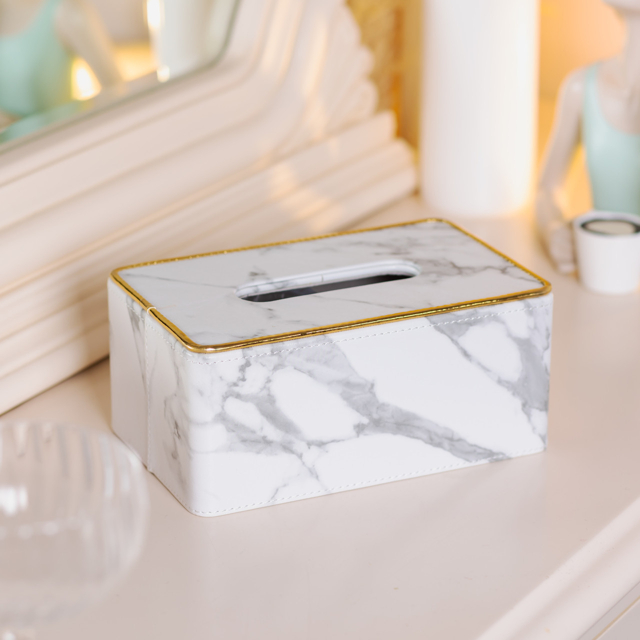 Серветниця з екошкіри прямокутна 21.5х13х9 см органайзер для серветок на стіл