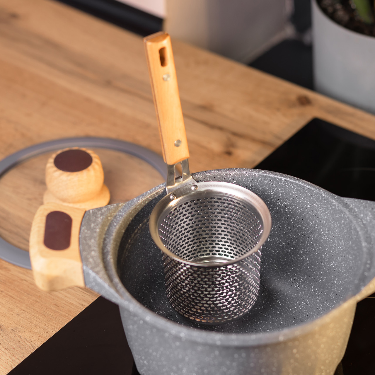 Сито з нержавіючої сталі для фритюру та варіння 10х8 см