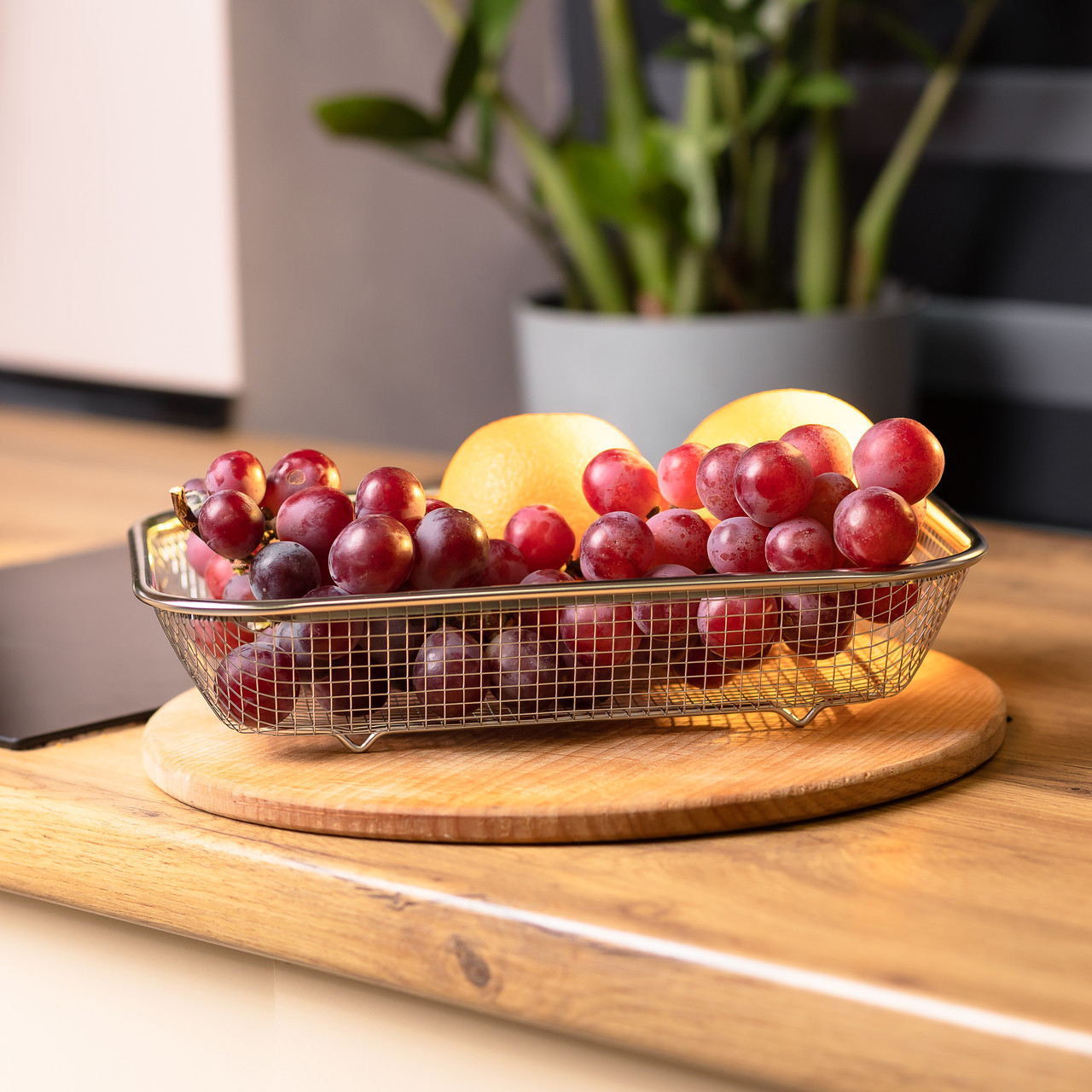 Сито-кошик для миття овочів та фруктів 29.5х21х6 см друшляк з нержавіючої сталі