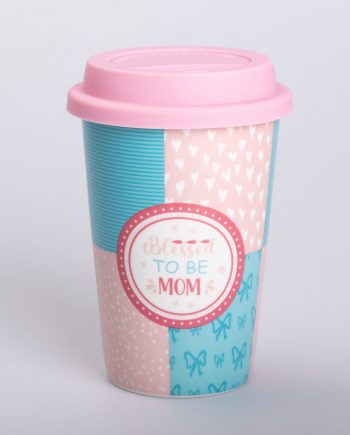 Склянка керамічна 420 (мл) із силіконовою кришкою Blessed to be mom