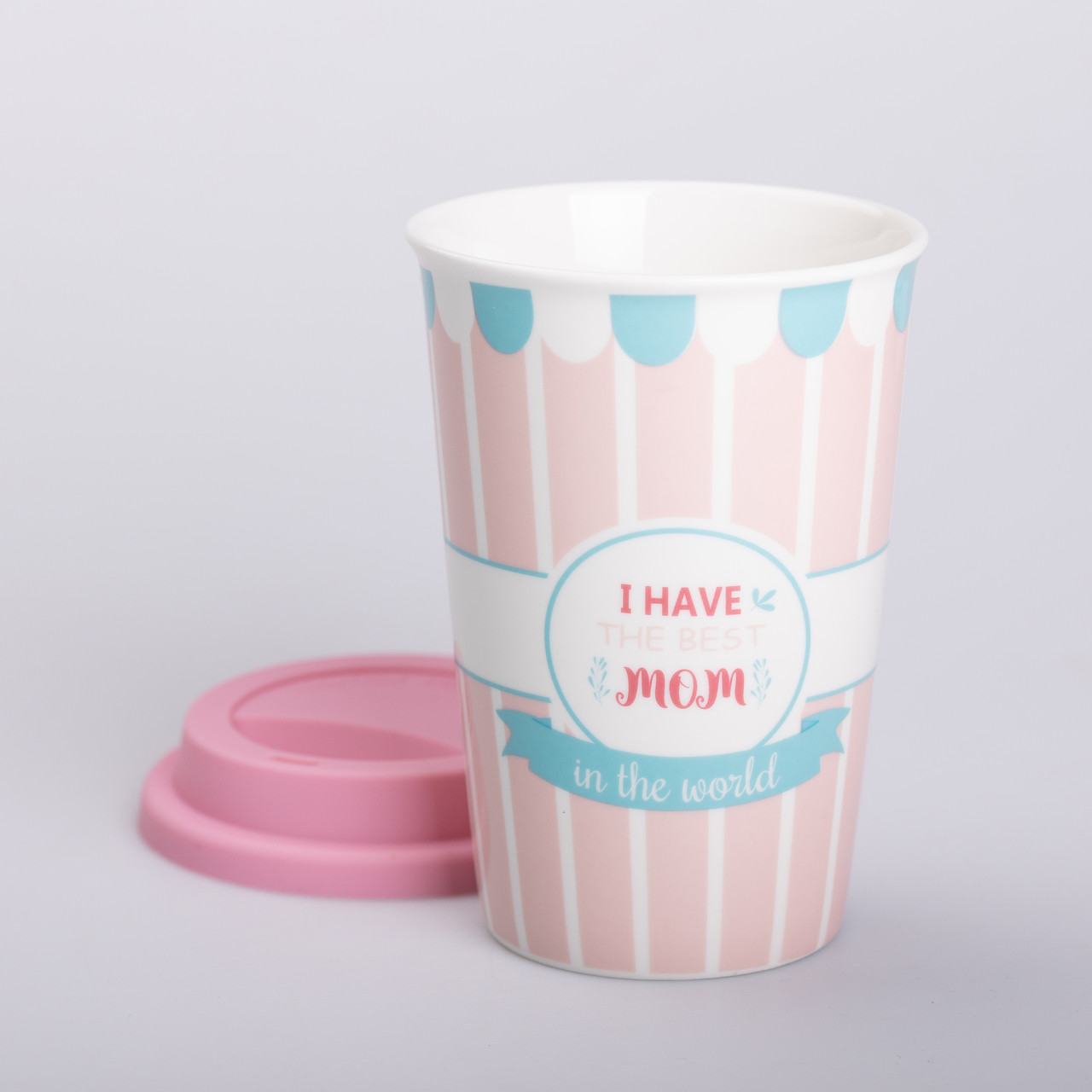 Склянка керамічна 420 (мл) з силіконовою кришкою I have the best mom