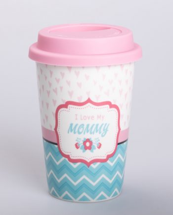 Склянка керамічна 420 (мл) із силіконовою кришкою I love my mommy