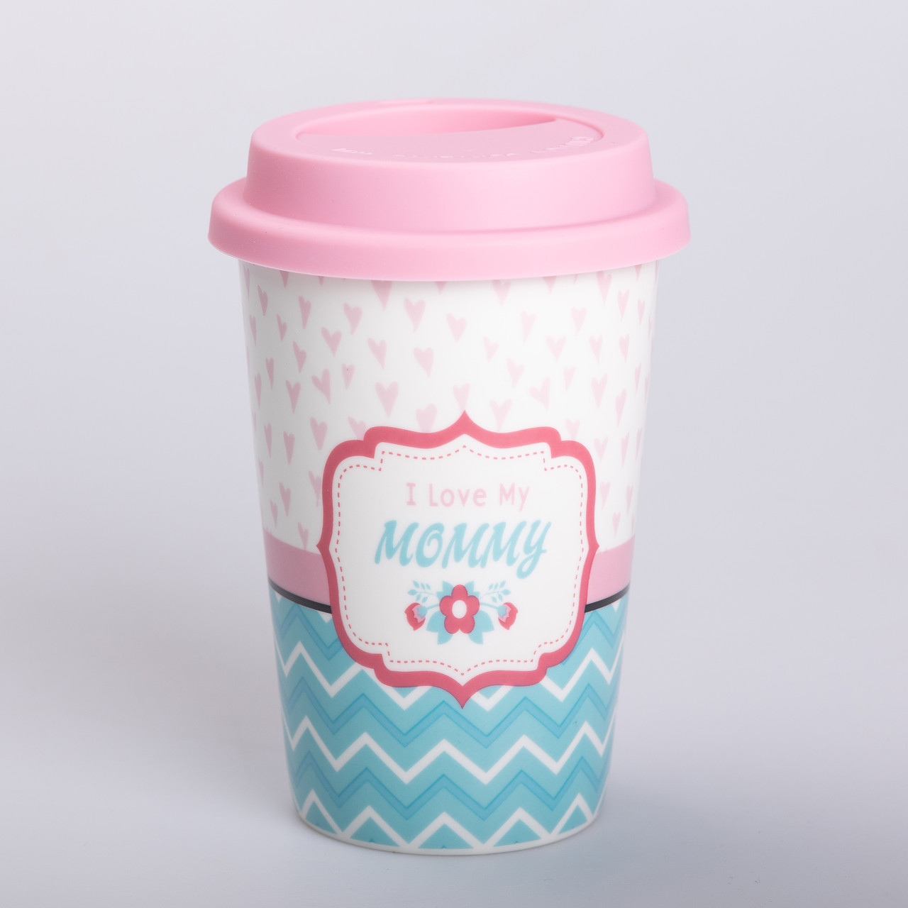 Склянка керамічна 420 (мл) із силіконовою кришкою I love my mommy