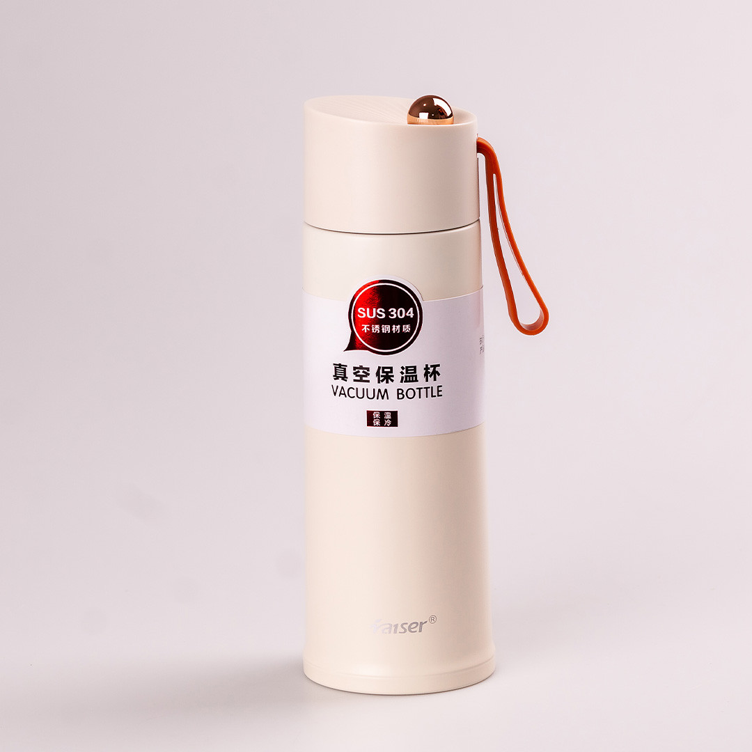 Термос металевий • термокухоль з нержавіючої сталі • чашка термос Бежевий