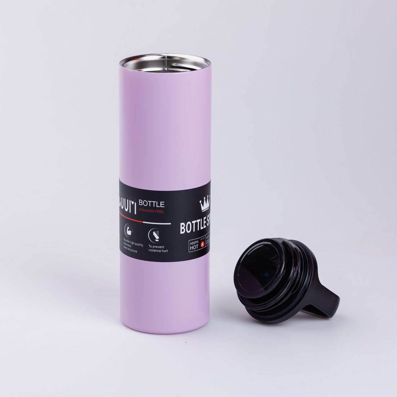 Термос металевий 500 мл з нержавіючої сталі Bottle Sport з ручкою фіолетовий