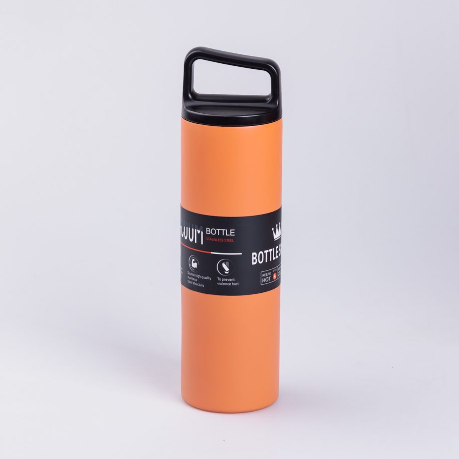 Термос металевий 500 мл з нержавіючої сталі Bottle Sport з ручкою помаранчевий