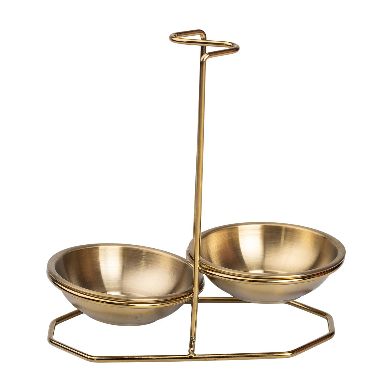 Вертикальна підставка для половника або ложок 20×12.5×19.5 см на 2 секці Золото