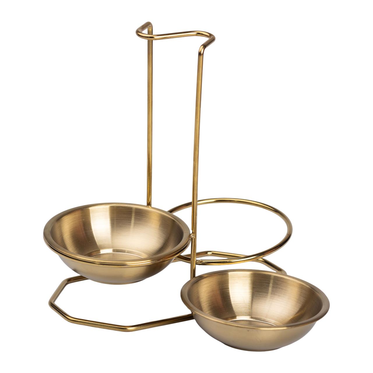 Вертикальна підставка для половника або ложок 20×12.5×19.5 см на 2 секці Золото