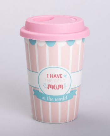 Склянка керамічна 420 (мл) з силіконовою кришкою I have the best mom