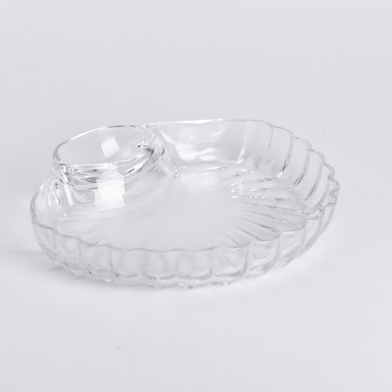 Блюдо сервірувальне для закусок із соусником 21х19х3 см скляне