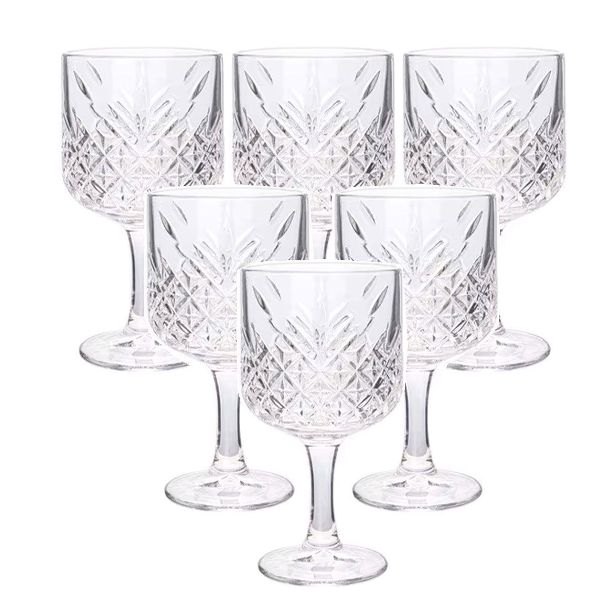 Келихи для вина на високій ніжці набір 6 шт винний келих скляний прозорий 400 мл