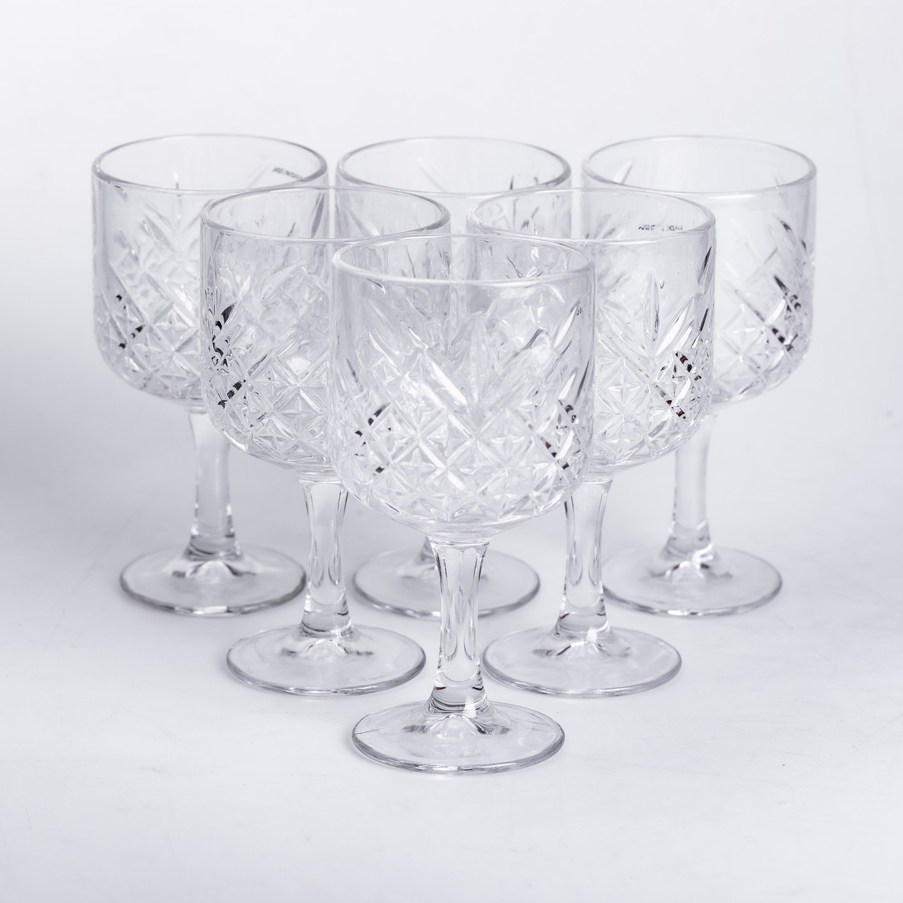 Келихи для вина на високій ніжці набір 6 шт винний келих скляний прозорий 400 мл