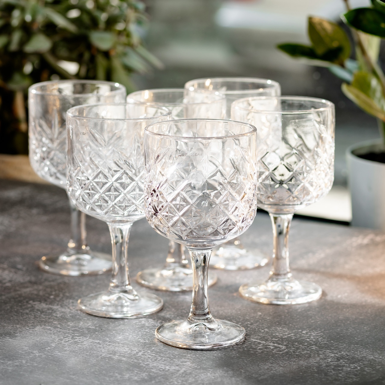 Келихи для вина на високій ніжці набір 6 шт винний келих скляний прозорий 400 мл