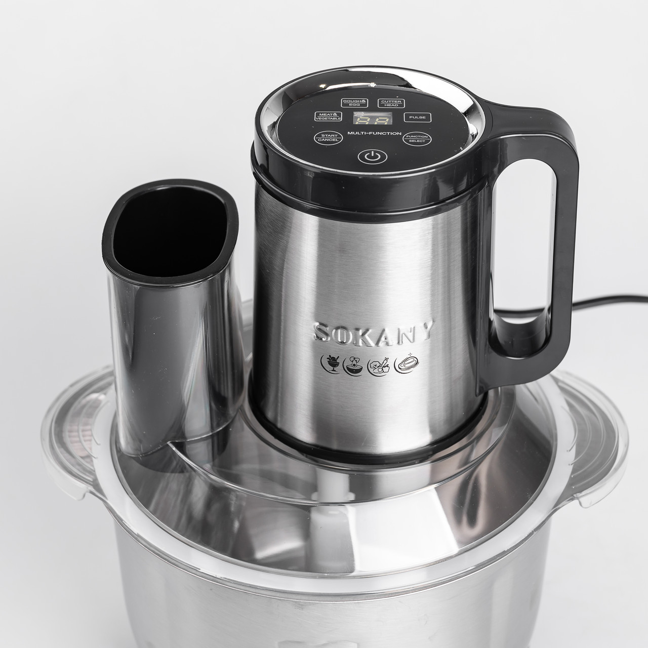 Чопер подрібнювач кухонний електричний 800 Вт з чашею на 5.5 літра м'ясорубка Sokany