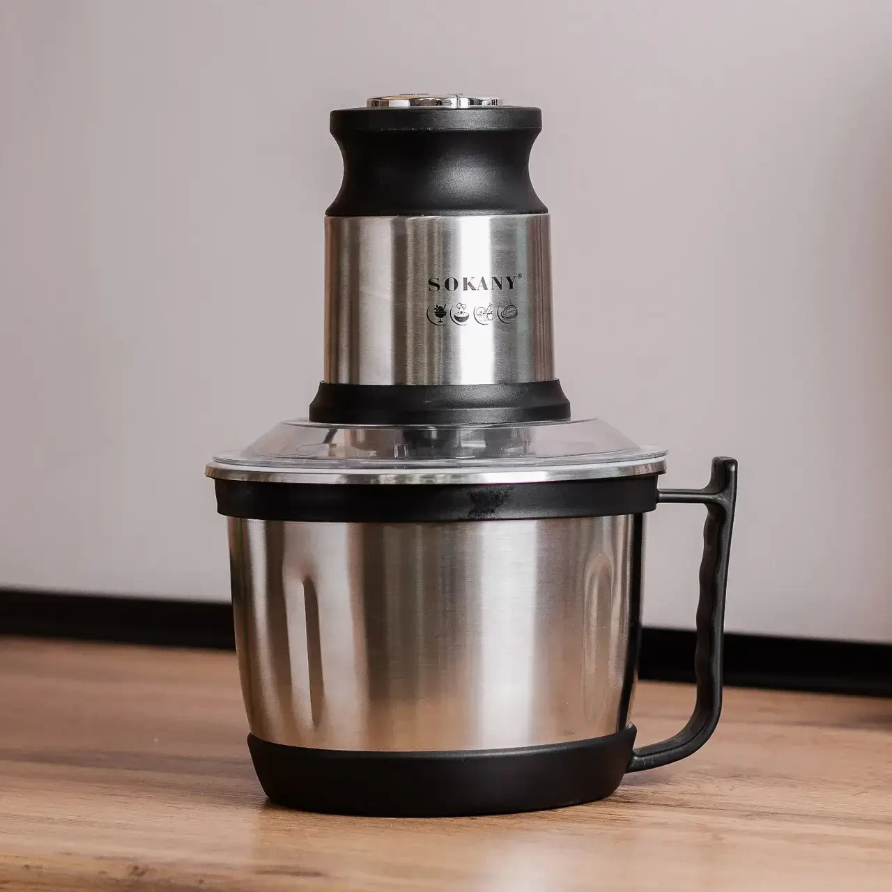 Чопер подрібнювач з чашею 3 літри 4 леза нержавіюча сталь овочерізка Sokany