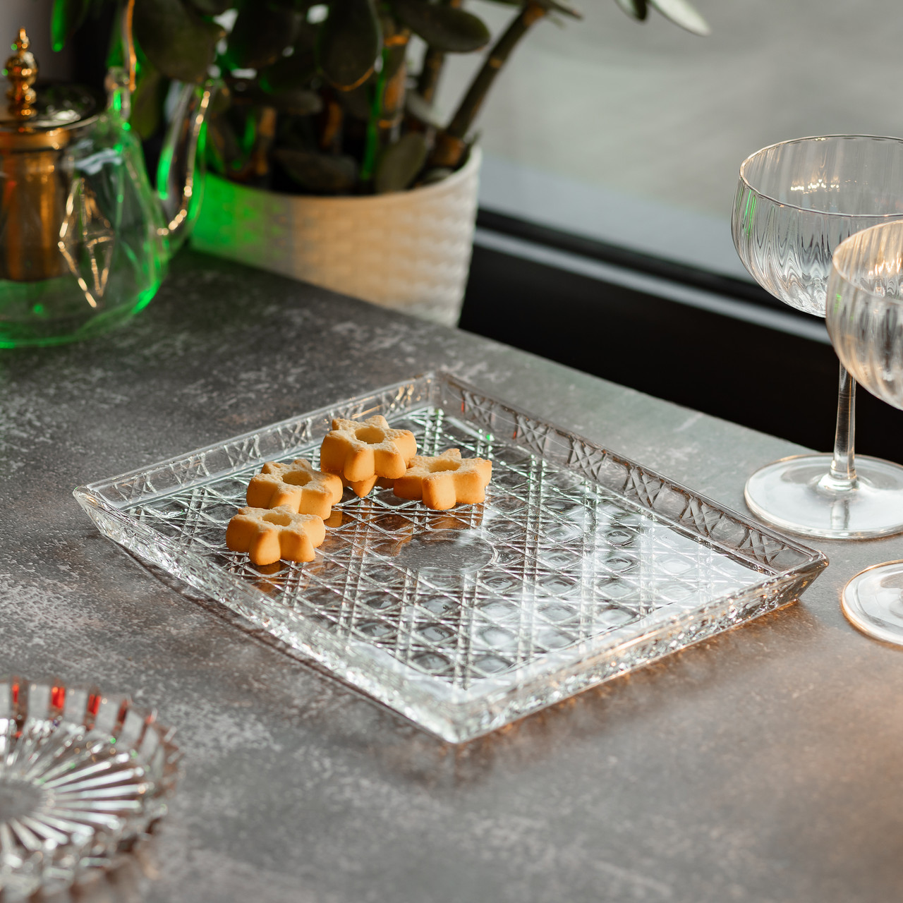 Блюдо для закусок Lirmartur скляне 24,5*20,5*2 см