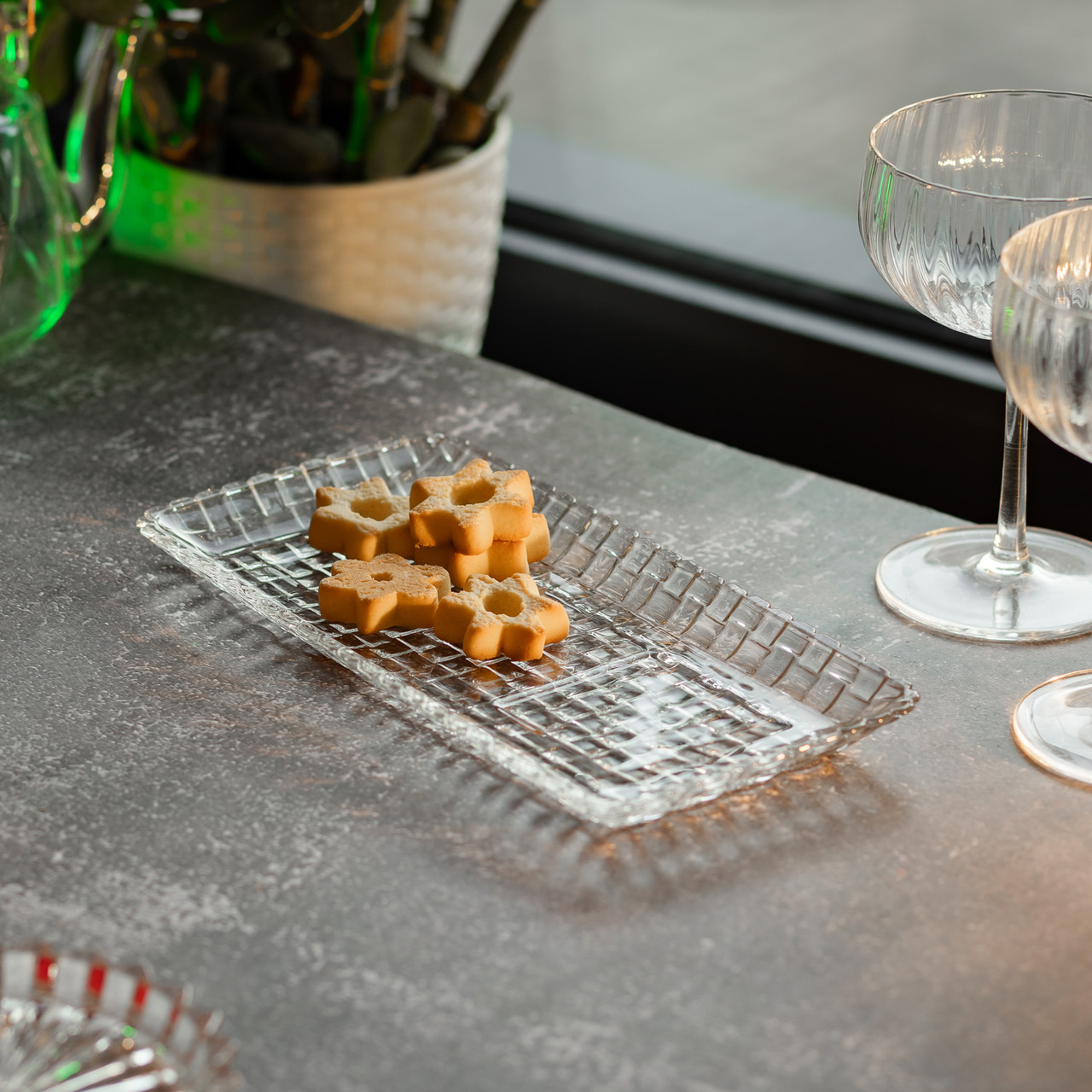 Блюдо для закусок скляне 25*12,5*1,5 см прямокутне