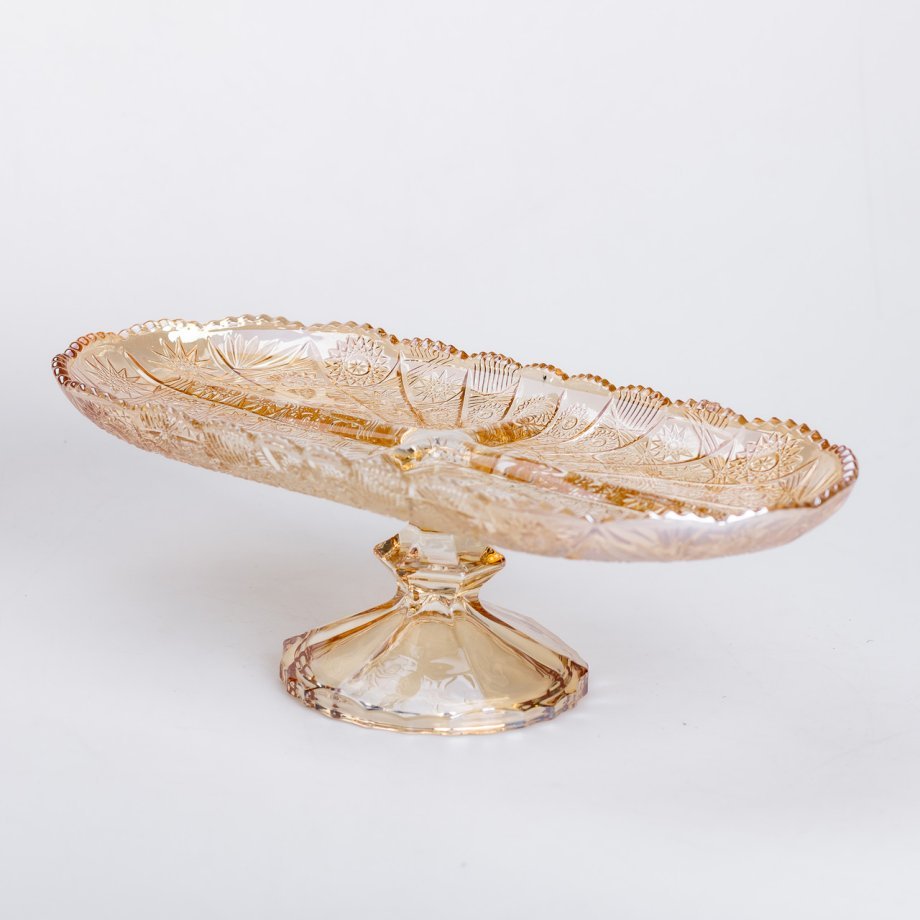 Фруктовниця скляна на ніжці 33.5х15х10.5 см овальна ваза для фруктів