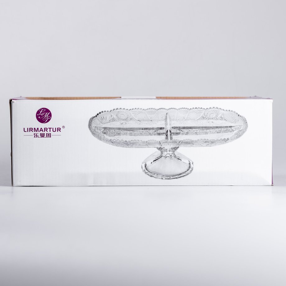 Фруктовниця скляна на ніжці 33.5х15х10.5 см овальна ваза для фруктів