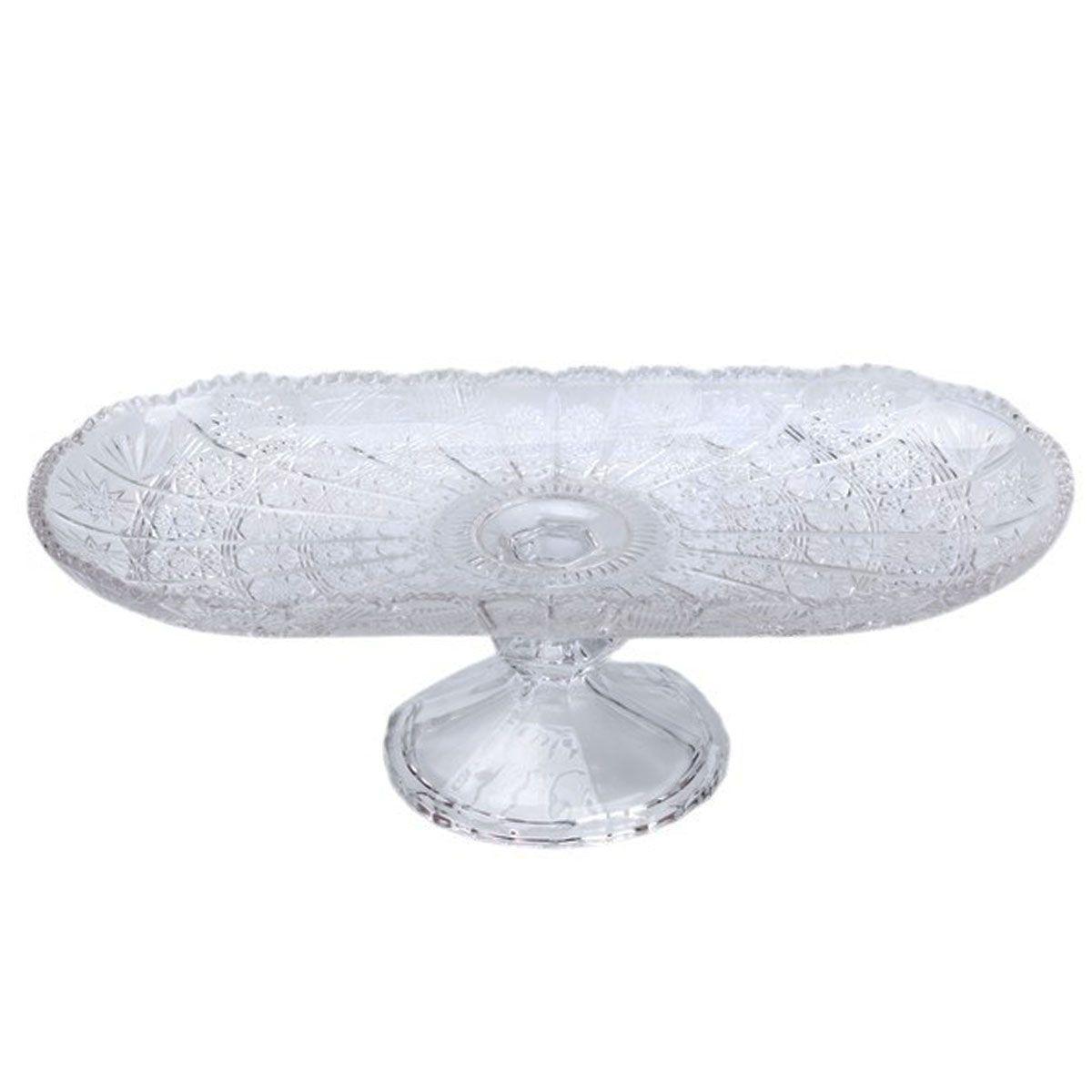 Фруктовниця скляна на ніжці 33.5х15х10 см овальна ваза для фруктів