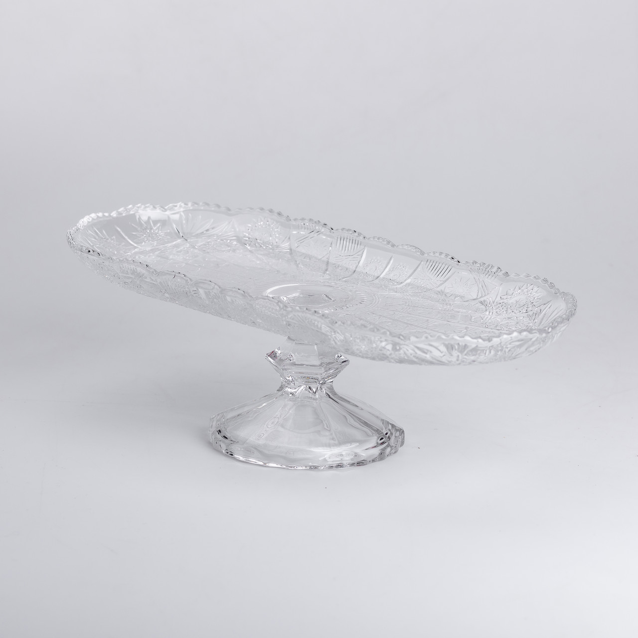 Фруктовниця скляна на ніжці 33.5х15х10 см овальна ваза для фруктів