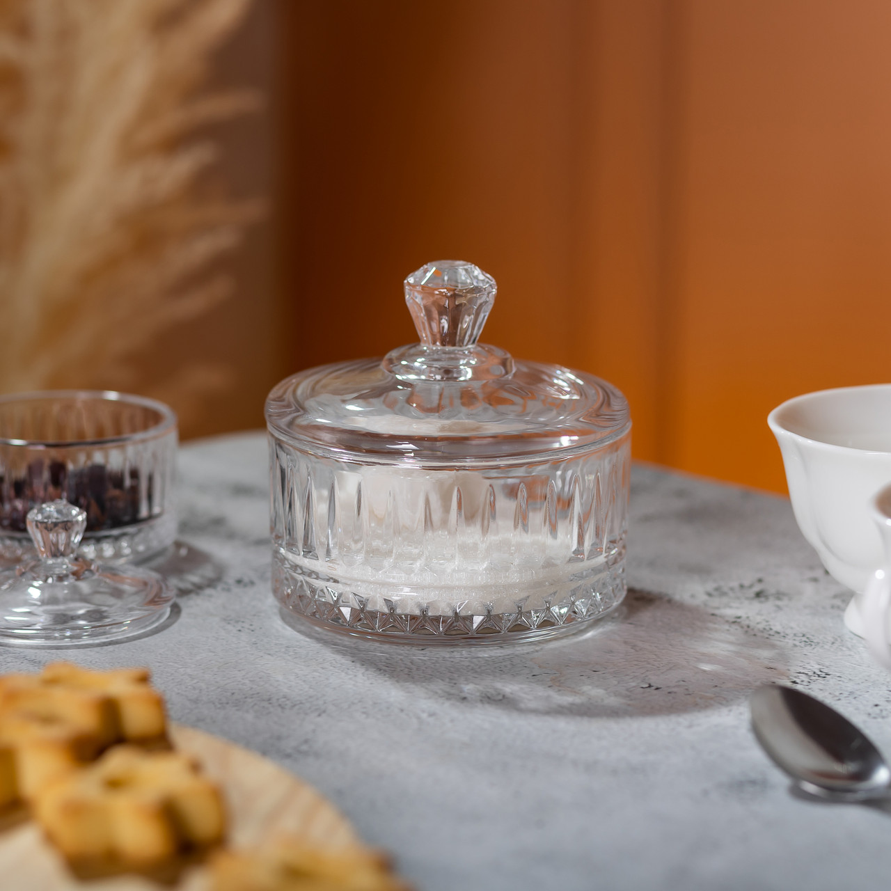 Цукерниця з кришкою скляна Ø 10 см кругла