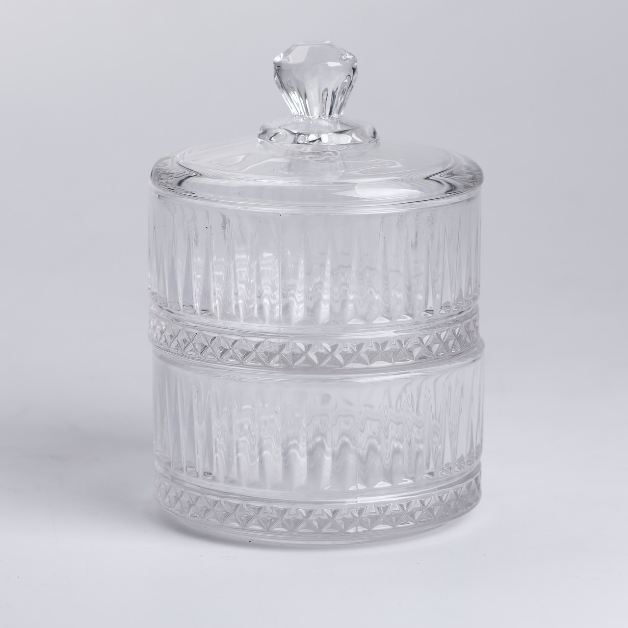 Цукерниця скляна дворівнева Ø 10 см кругла