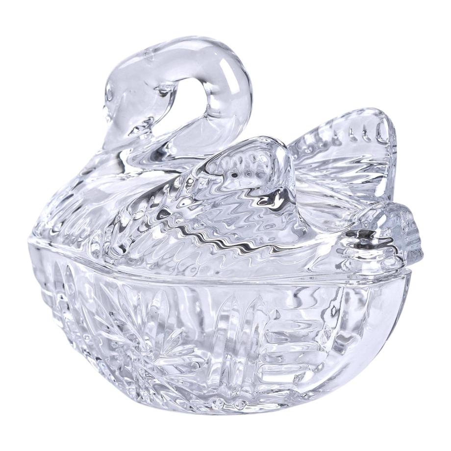 Цукерниця скляна з фігурною кришкою 14х9х11 см ваза цукерниця