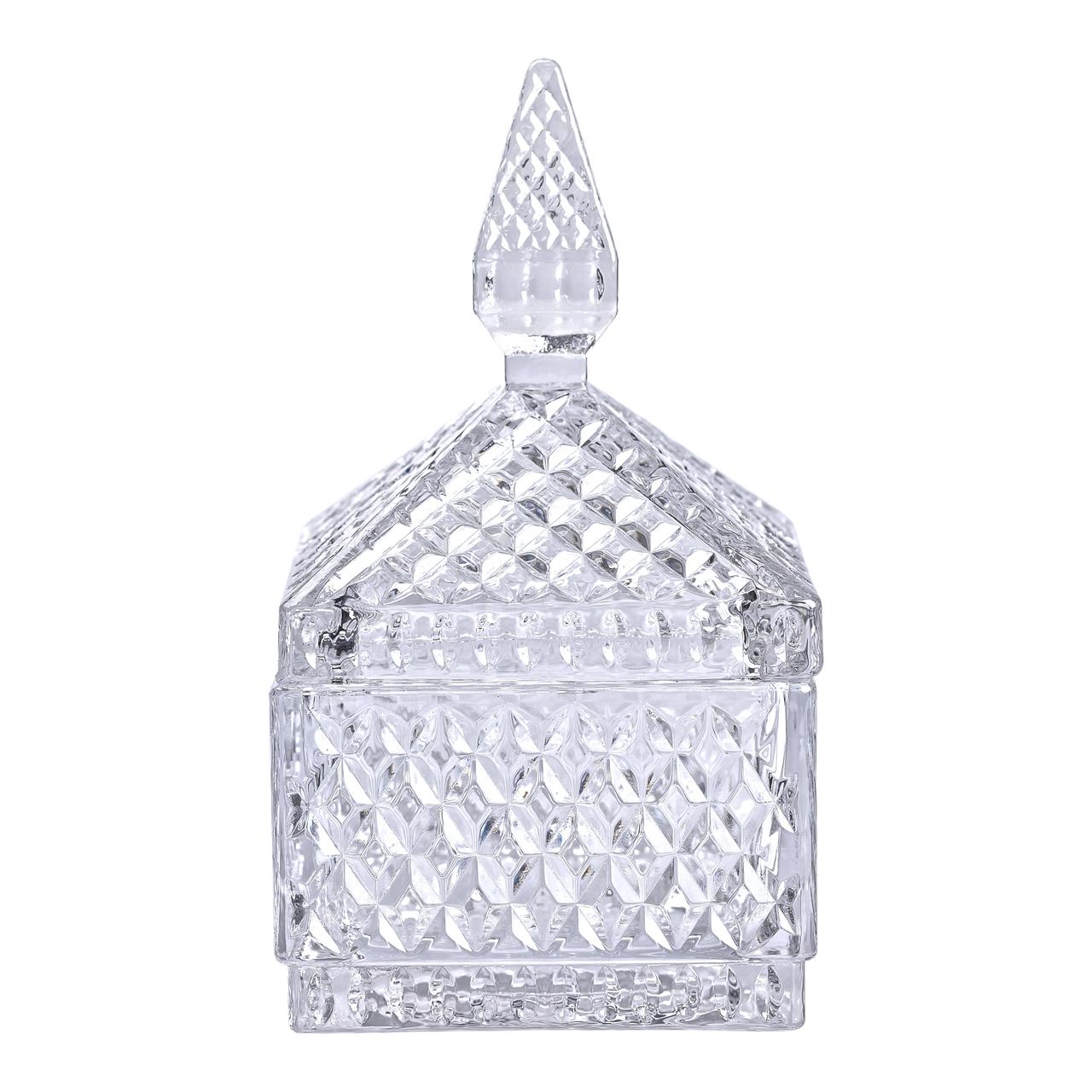 Цукерниця скляна з кришкою 8.5х8.5х15 см квадратна