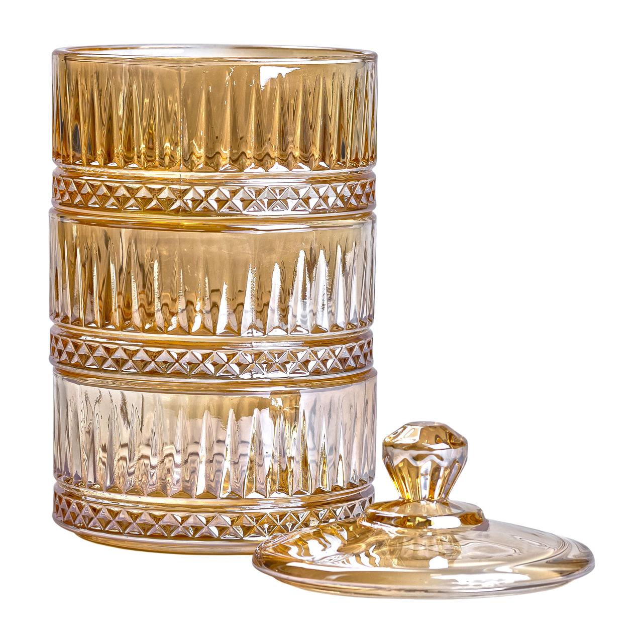 Цукерниця триярусна скляна Ø 10 см ваза цукерниця кругла з кришкою