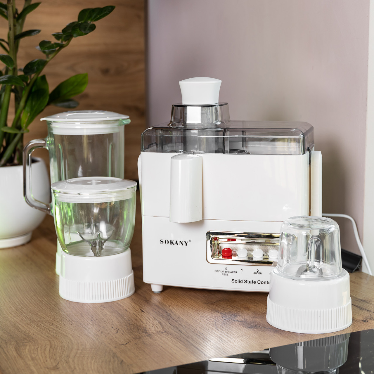 Кухонний комбайн із соковижималкою та кавомолкою 4 в 1 блендер 800 Вт Sokany