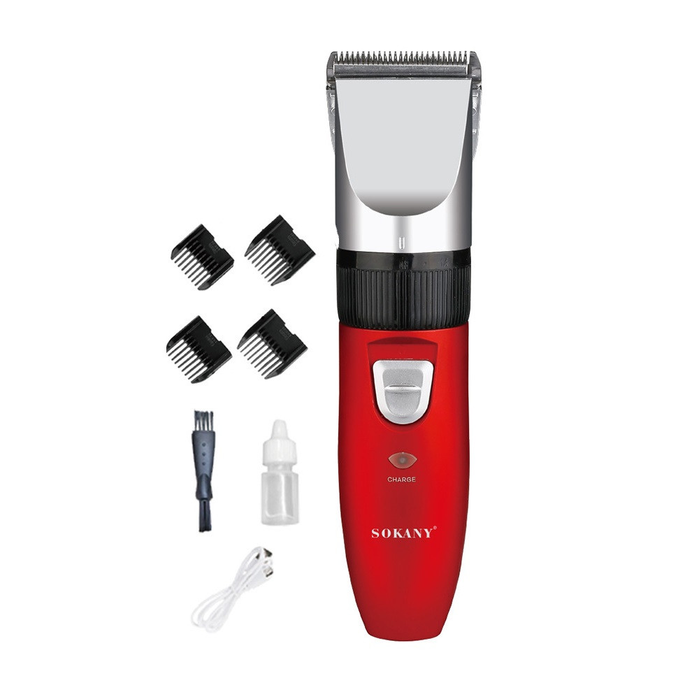 Машинка для стрижки волосся Sokany 4 насадки на акумуляторі