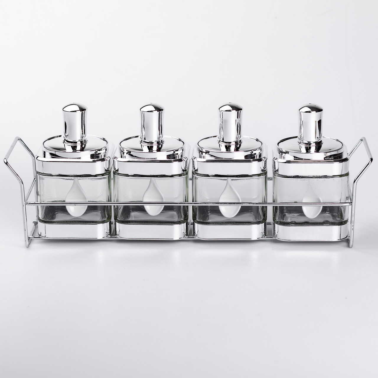 Набір банок для сипучих продуктів 4 штуки 350 мл скляні на підставці