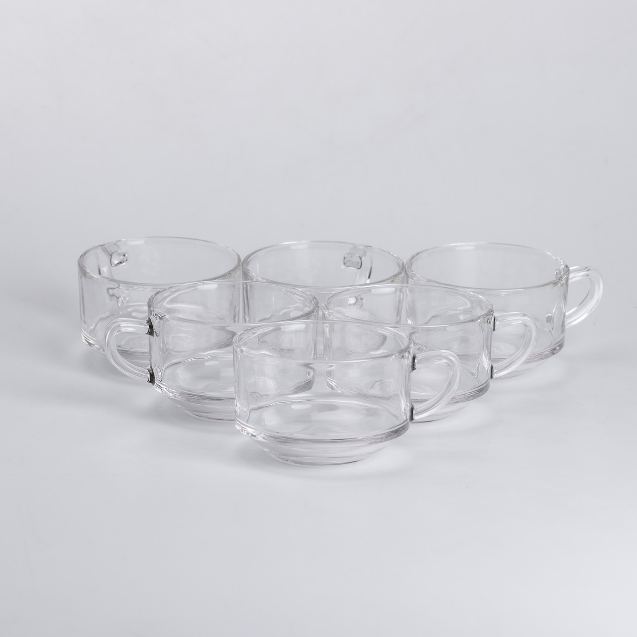 Набір чашок 6 шт для чаю та кави по 270 мл скляні прозорі