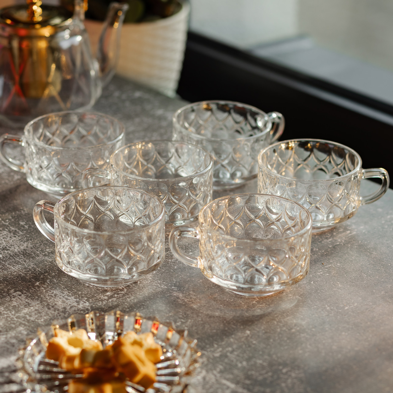 Набір прозорих чашок 6 шт 270 мл скляних для чаю, для кави