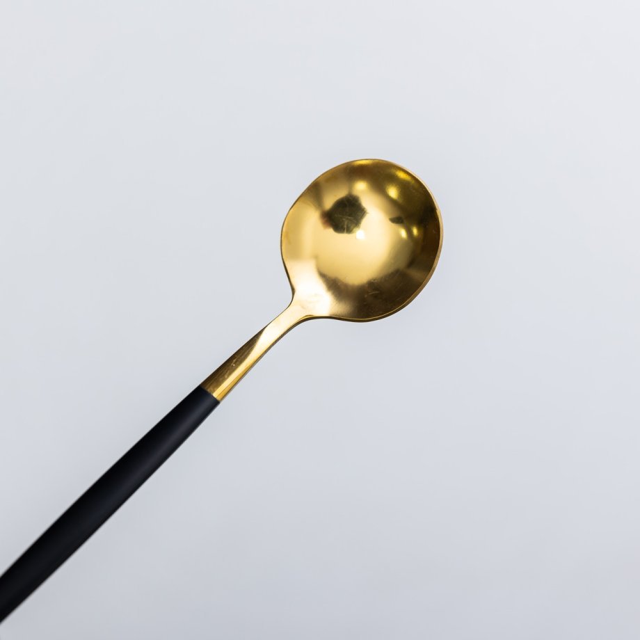 Набір чайних ложок 6 штук чайні ложки з нержавіючої сталі 12.9 см Чорний з золотом