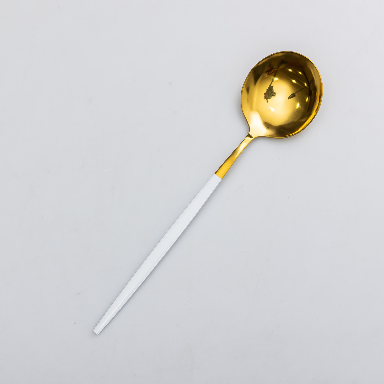 Набір чайних ложок 6 штук ложка чайна з нержавіючої сталі 12.9 см Білий із золотом