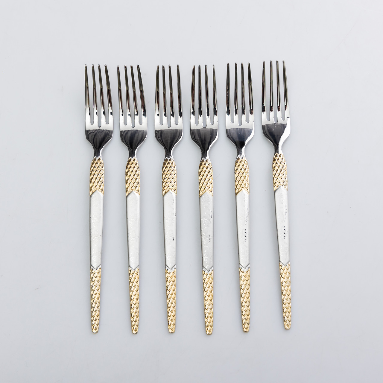 Набір десертних виделок 6 штук виделки десертні з нержавіючої сталі 15.5 см Срібло з золотом