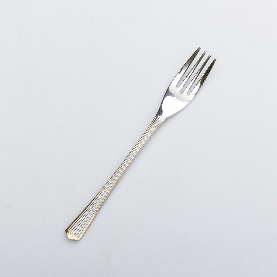 Набір десертних виделок 6 штук виделки для десерту з нержавіючої сталі 15.2 см Срібло із золотим оздобленням