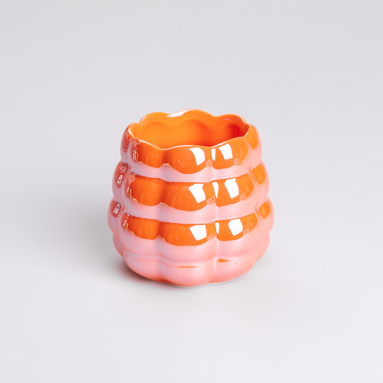 Набір десертних виделок і ложок на 3 персони з підставкою з кераміки 7 предметів Помаранчевий