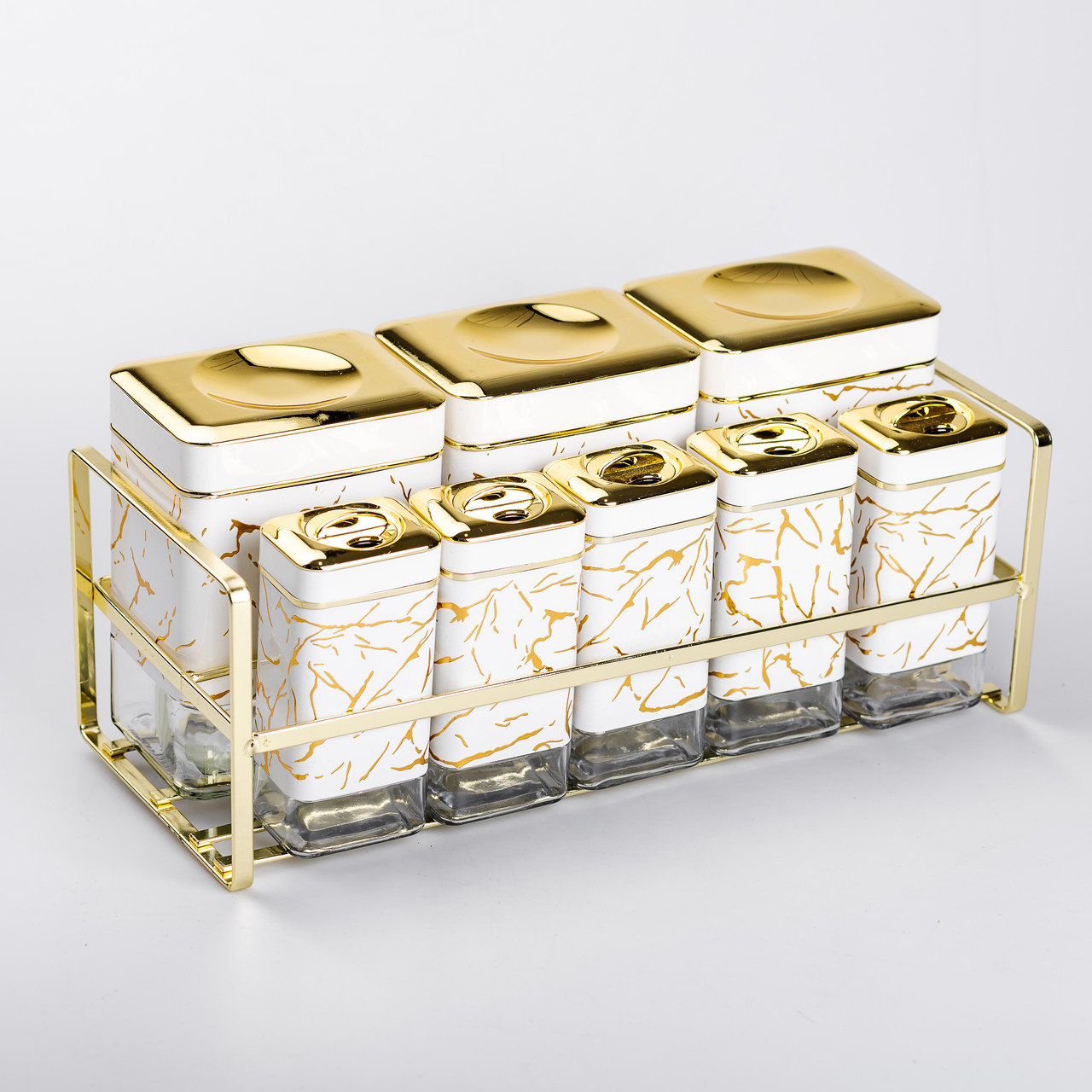 Набір для приправ та спецій на підставці 8 штук з кришками Білий