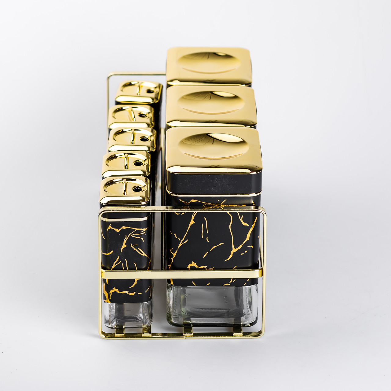 Набір для приправ та спецій на підставці 8 штук з кришками Чорний