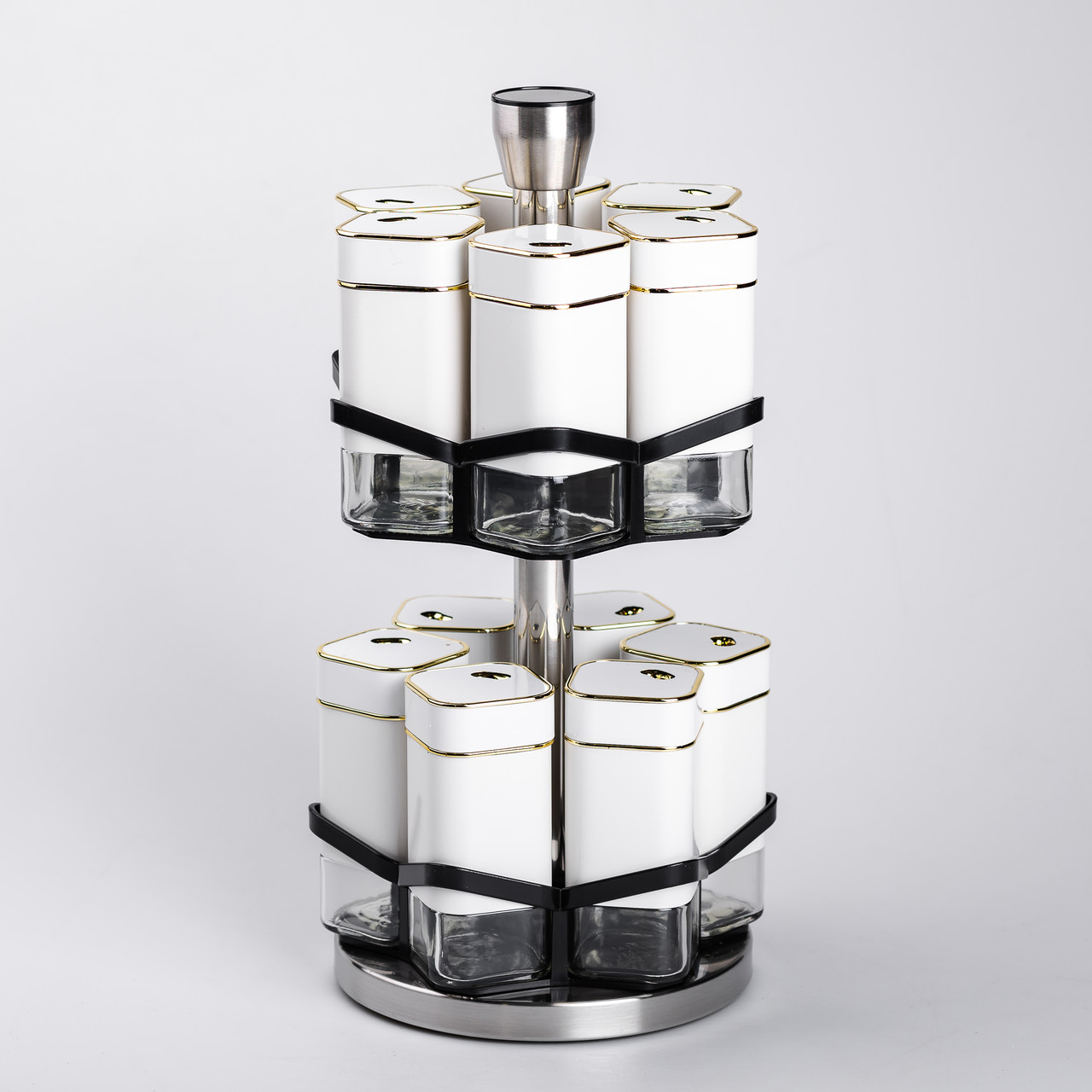 Набір для спецій на підставці 12 шт. 120 мл карусель для спецій Білий