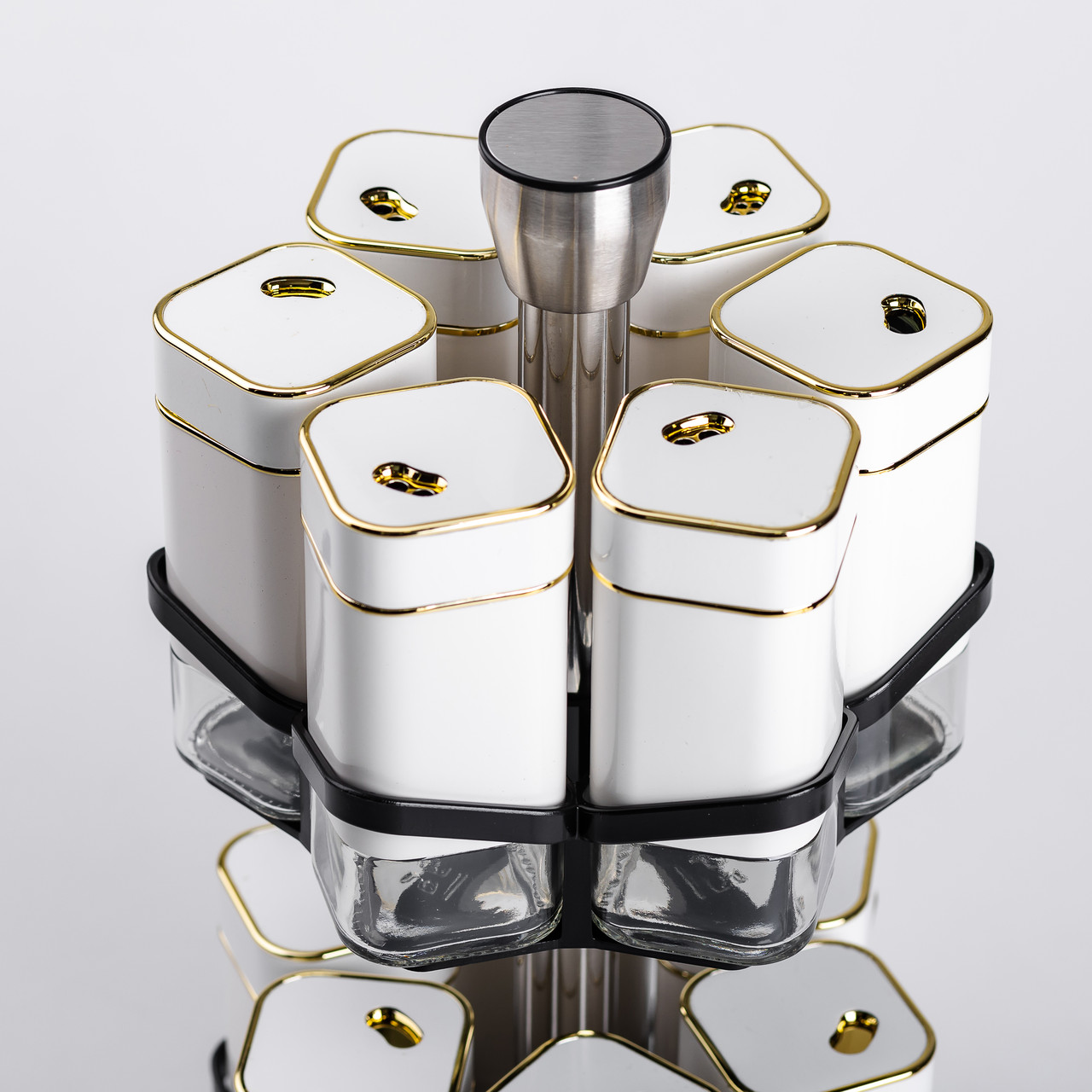 Набір для спецій на підставці 12 шт. 120 мл карусель для спецій Білий