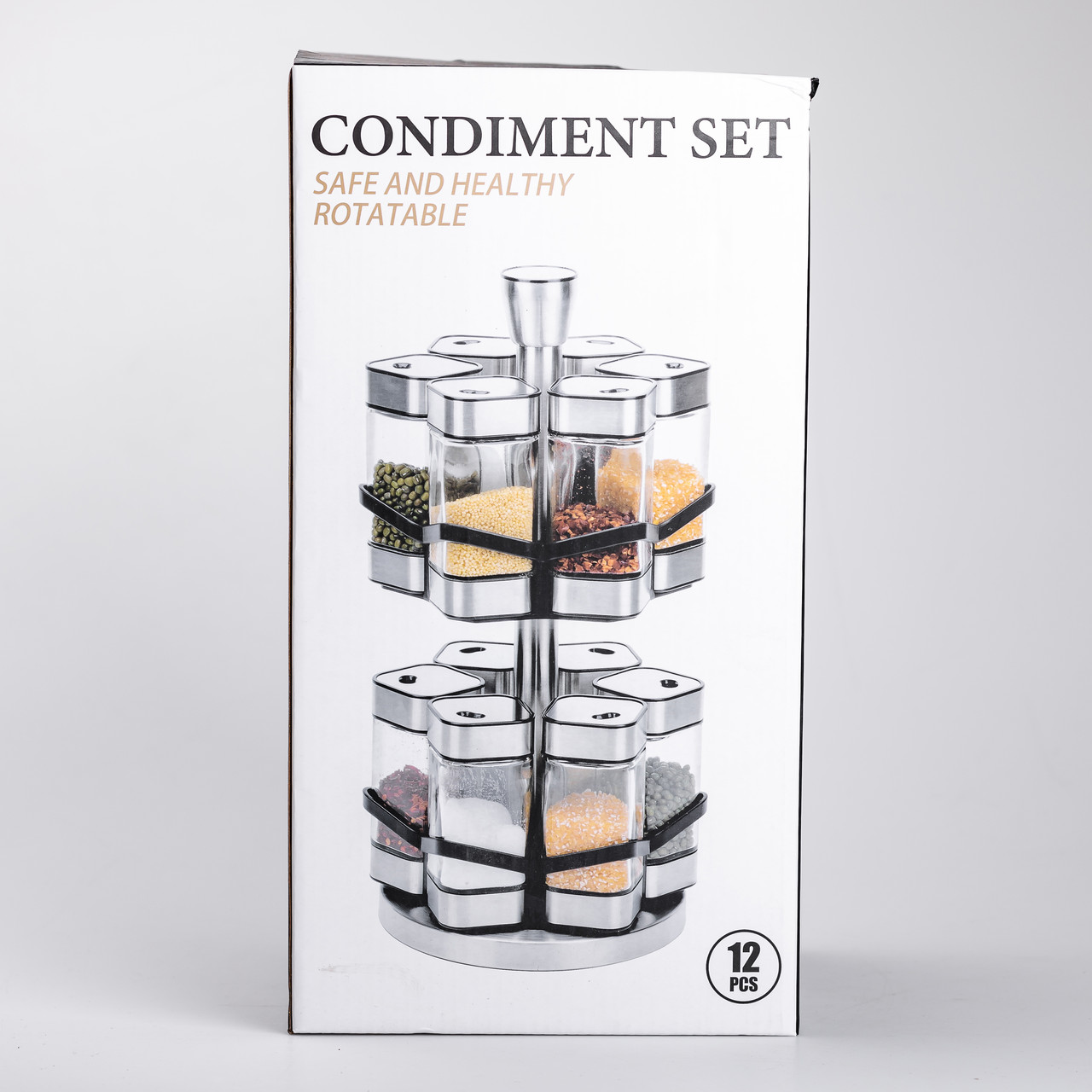 Набір для спецій на підставці 12 шт. 120 мл карусель для спецій Білий