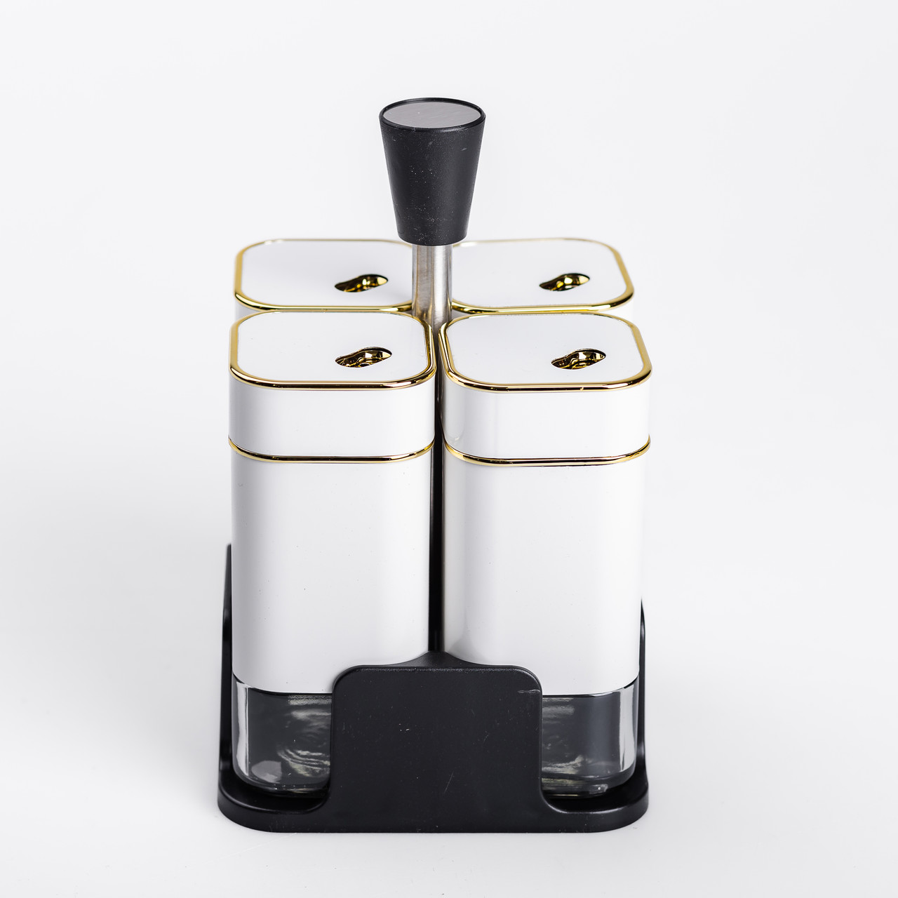 Набір для спецій на підставці 4 предмети 10х10х17 см ємності для приправ 120 мл Білий